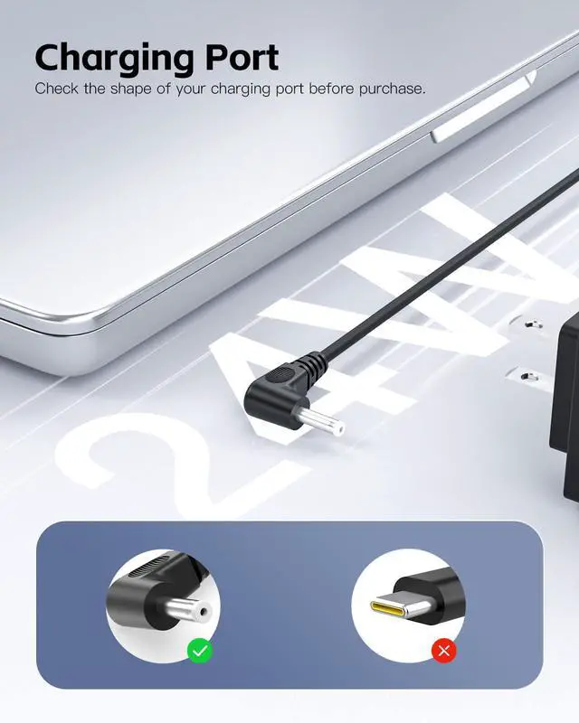 Alt view image 4 of 7 - 12V 2A Charger Fit for Gateway Laptop Model GWTC116-2BL GWTC116-2BK GWTN156-11BK SAW30A-120-2000U GWNC21524-BL GWTN141-5BK GWTN141-1BK GWTN156-11BL GWTC116 GWTN116 GWTN141 GWNC21524 GWTN156