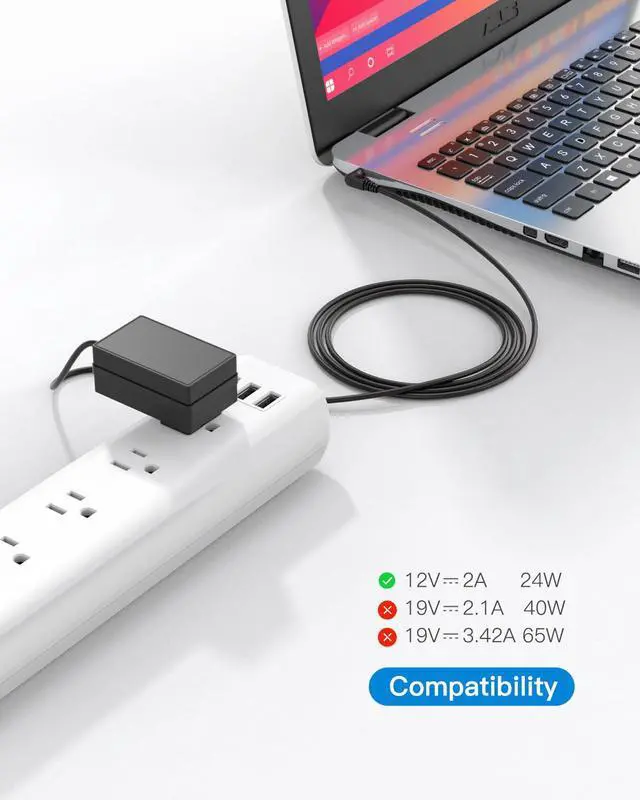 Alt view image 6 of 7 - 12V 2A Charger Fit for Gateway Laptop Model GWTC116-2BL GWTC116-2BK GWTN156-11BK SAW30A-120-2000U GWNC21524-BL GWTN141-5BK GWTN141-1BK GWTN156-11BL GWTC116 GWTN116 GWTN141 GWNC21524 GWTN156