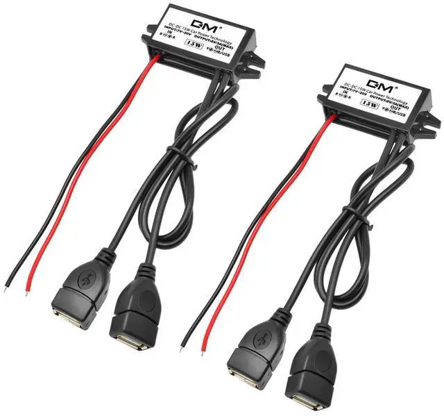 Main image of 2-Pack DC 12V 20V to 5V 3A USB, USB Female DC Converter Adapter Buck Module, for Car Power,Golf Cart Scooters, Motors and DIY(Dual USB Port)