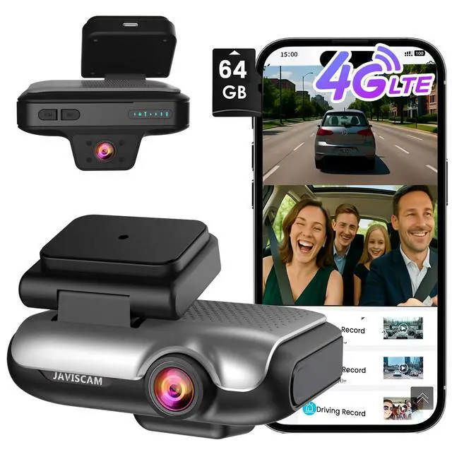 Main image of 4K Dash Cam Front Inside, Car Camera 4G LTE Remote Live View, Car Security Camera with 64GB Card, GPS Tracking, 24H Parking Mode, IR Night Vision, Voice Control, App Alerts, Cloud Storage, OBD Cable