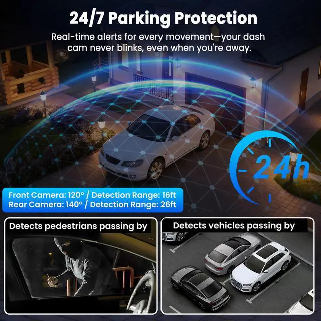 Alt view image 4 of 7 - 4K Dash Cam Front Inside, Car Camera 4G LTE Remote Live View, Car Security Camera with 64GB Card, GPS Tracking, 24H Parking Mode, IR Night Vision, Voice Control, App Alerts, Cloud Storage, OBD Cable