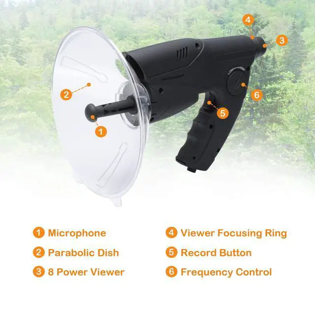 Alt view image 2 of 7 - Bird Observing Listening Recording Device, 300ft Range with Headphone | Electronic Digital Device Sound Amplifier, Digital Recording Device for Outdoor Nature Exploration
