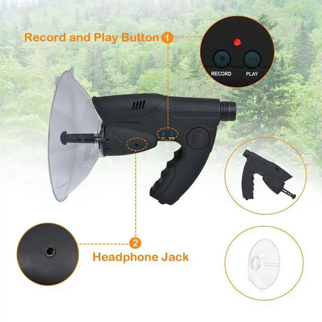 Alt view image 3 of 7 - Bird Observing Listening Recording Device, 300ft Range with Headphone | Electronic Digital Device Sound Amplifier, Digital Recording Device for Outdoor Nature Exploration