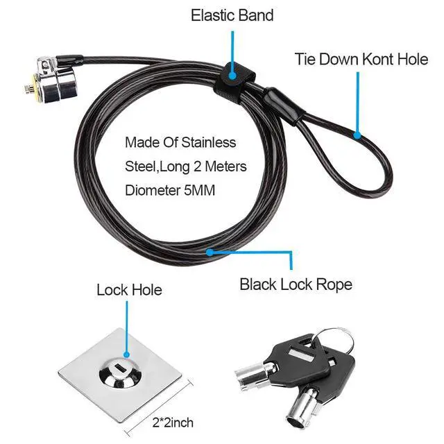 Alt view image 3 of 7 - 5Pack Laptop Cable Lock Hardware Security Cable Lock Anti Theft 5Keys 6.7Ft Compatible for Laptops, Tablet,Out Door TV& Other Devices Longer Cable (keyed Alike)