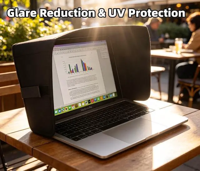 Alt view image 4 of 7 - Laptop Sun Shade for Outdoor Work, Light Weight Computer Privacy Hood & Glare Shield, Foldable Shield Cover, L(Most 15-16" Laptop)