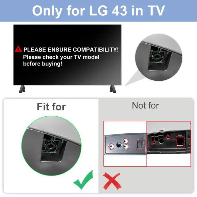 Alt view image 3 of 7 - Replacement Legs for LG TV, TV Stand Legs for LG 43UK6200 43UK6090 43LK5700PUA 43UM7300 43UN6900PUB 43LJ5500 43LJ550M 43LJ5550 MAM645839 AAN76009325 AAN76009305 AAN76009358 with Screws