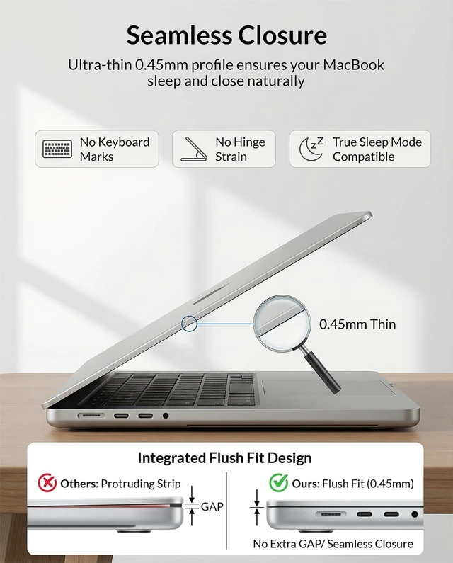 Alt view image 6 of 7 - Removable Magnetic Privacy Screen for MacBook Pro 14.2", M1-M5 L-Shaped Magnetic Strips Prevent Sliding & Sagging Anti-Spy Filter Lid Closes Fully Anti-Glare & Blue Light Blocking