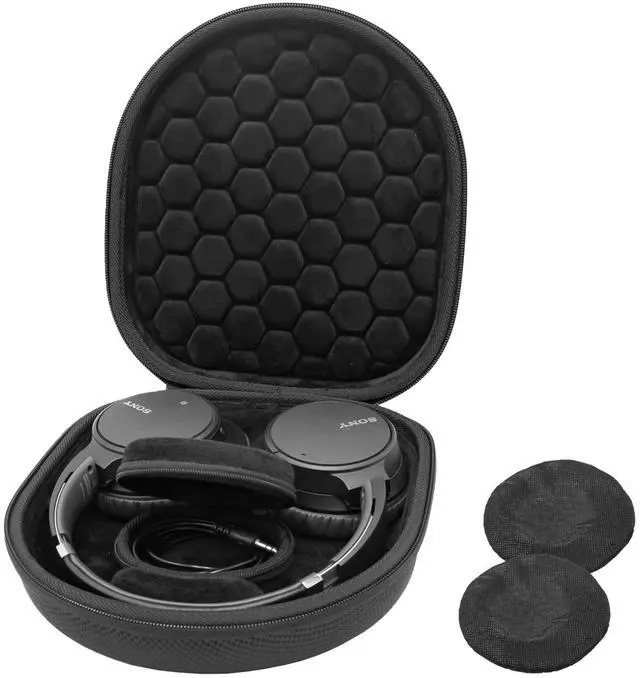 Main image of Hard Travel Case for Sony Headphones -Black | Fits WH-CH720N/WH-CH710N/WH-CH520/WH-CH510/WH-1000XM5/WH-1000XM4/WH-XB910N & Bose 700, Carrying Bag with 2 Dust Covers