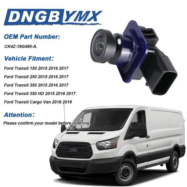 Alt view image 2 of 6 - Backup Camera Compatible with Ford Transit 150 250 350 350HD 2015-2017 | Fits Transit Cargo Van 2018 2019, Replace# CK4Z-19G490-A, Rear Parking Assist Camera