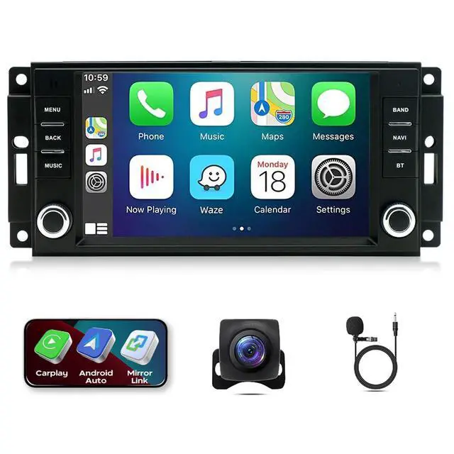 Alt view image 5 of 7 - 7" Double Din Car Radio Stereo for Dodge Grand Caravan 2008-2020 / Dodge Nitro 2007-2012 Android 13 with Wireless & Wired Carplay Android AutoGPS Navigation/SWC/Backup Camera+MIC