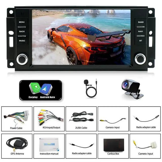 Alt view image 6 of 7 - 7" Double Din Car Radio Stereo for Dodge Grand Caravan 2008-2020 / Dodge Nitro 2007-2012 Android 13 with Wireless & Wired Carplay Android AutoGPS Navigation/SWC/Backup Camera+MIC
