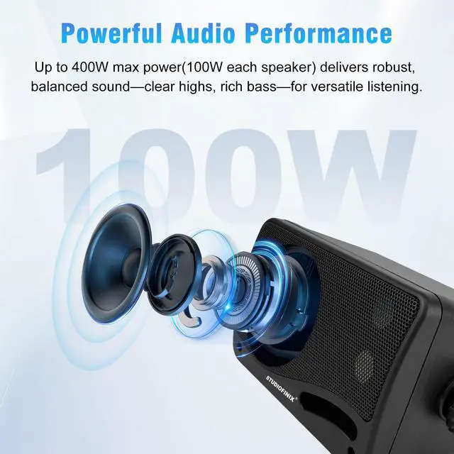 Alt view image 2 of 7 - 3.5" Outdoor Bluetooth Speakers Wired Waterproof, 400W 3 Way Upgrade Premium Wall Mount Speakers, Durable Mountable Loud Sound System for Patio Indoor Deck Garage (Black 2 Pairs)