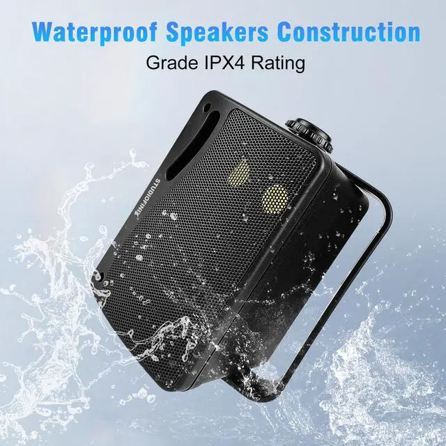 Alt view image 3 of 7 - 3.5" Outdoor Bluetooth Speakers Wired Waterproof, 400W 3 Way Upgrade Premium Wall Mount Speakers, Durable Mountable Loud Sound System for Patio Indoor Deck Garage (Black 2 Pairs)