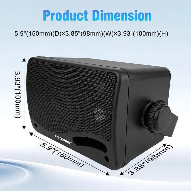 Alt view image 5 of 7 - 3.5" Outdoor Bluetooth Speakers Wired Waterproof, 400W 3 Way Upgrade Premium Wall Mount Speakers, Durable Mountable Loud Sound System for Patio Indoor Deck Garage (Black 2 Pairs)