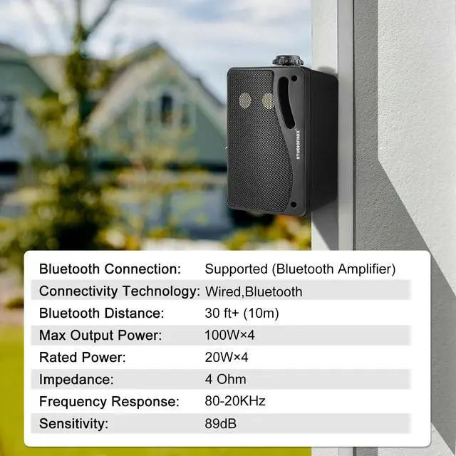 Alt view image 6 of 7 - 3.5" Outdoor Bluetooth Speakers Wired Waterproof, 400W 3 Way Upgrade Premium Wall Mount Speakers, Durable Mountable Loud Sound System for Patio Indoor Deck Garage (Black 2 Pairs)