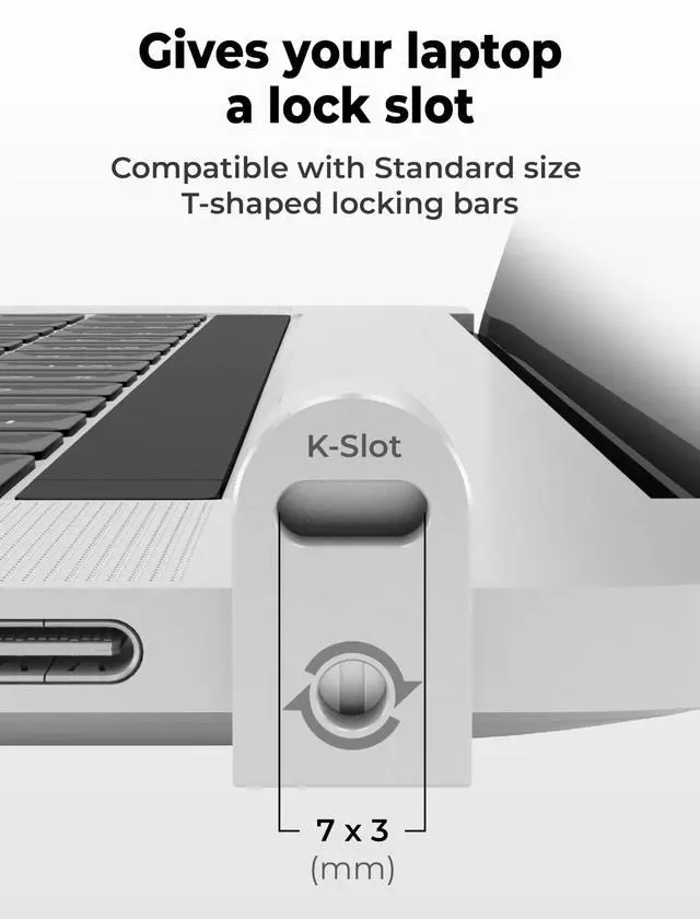 Alt view image 4 of 7 - Laptop Lock Adapter for Security Lock | Adds Security Slot To Any Laptop inc MacBook | Use With Standard T-Shaped Bar Cable Locks | No Adhesive Needed