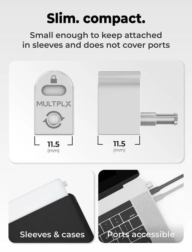 Alt view image 6 of 7 - Laptop Lock Adapter for Security Lock | Adds Security Slot To Any Laptop inc MacBook | Use With Standard T-Shaped Bar Cable Locks | No Adhesive Needed