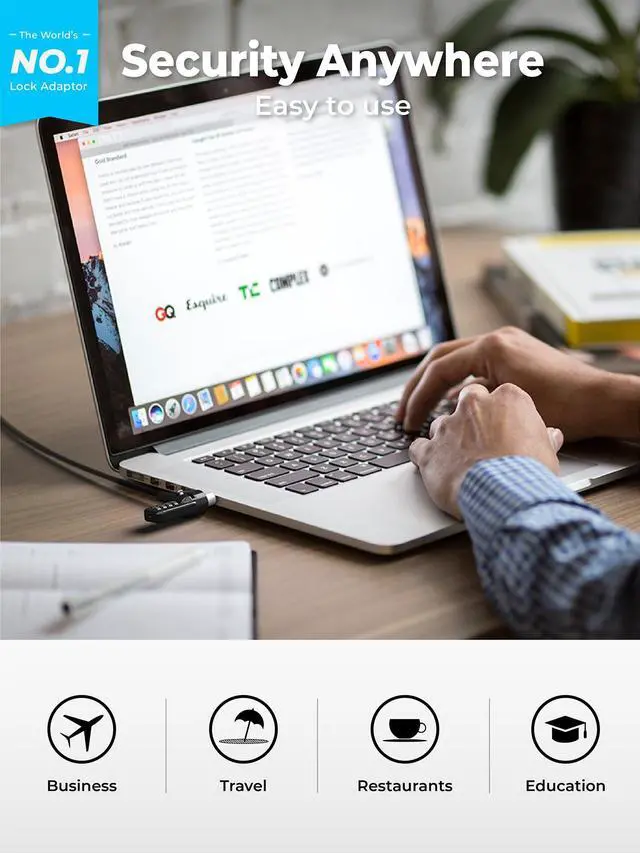 Alt view image 7 of 7 - Laptop Lock Adapter for Security Lock | Adds Security Slot To Any Laptop inc MacBook | Use With Standard T-Shaped Bar Cable Locks | No Adhesive Needed