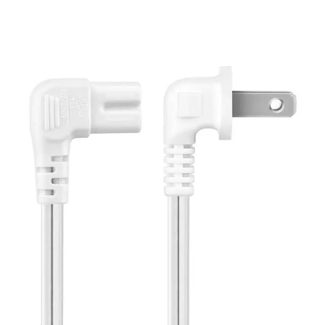 Alt view image 4 of 7 - TNP 10 ft Right Angle 2-Prong C7 Power Cord for Samsung and LG TVs, White | Figure-8 Replacement Cable for Ps5, Ps4, Xbox Series X/S, Printers, Soundbars, and Other Compatible Devices