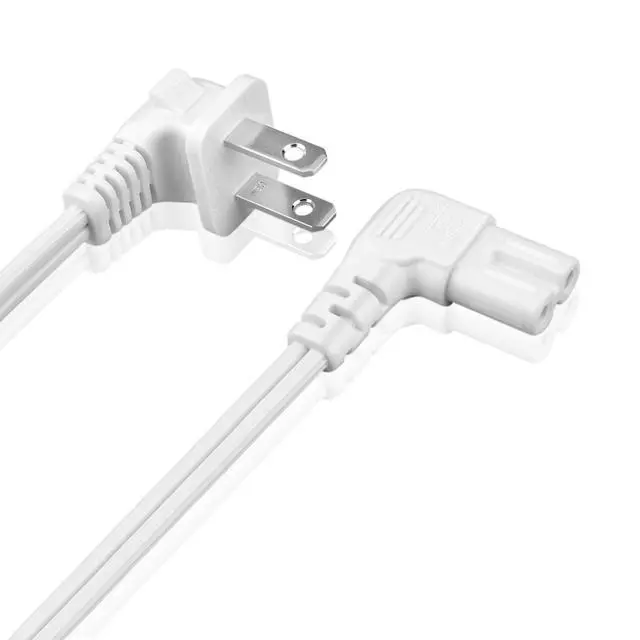 Alt view image 3 of 7 - TNP 10 ft Right Angle 2-Prong C7 Power Cord for Samsung and LG TVs, White | Figure-8 Replacement Cable for Ps5, Ps4, Xbox Series X/S, Printers, Soundbars, and Other Compatible Devices