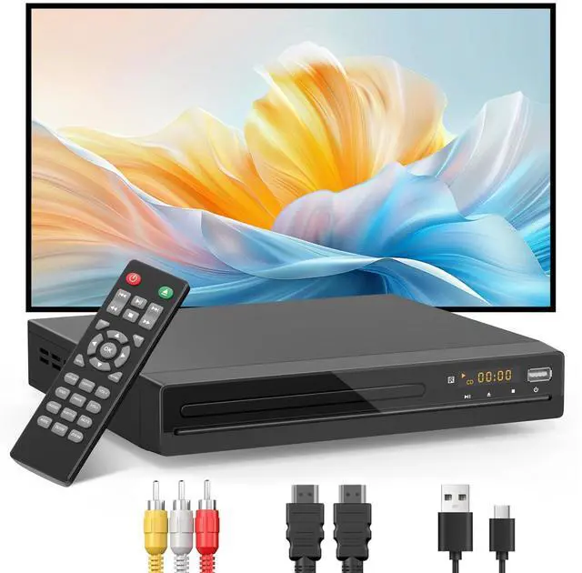 Main image of DVD Players for TV with HDMI 1080P Upscaling | Plays All Regions & Multi Formats, HDMI & RCA Cables Included, Breakpoint Memory, USB Port, CD Player for Home