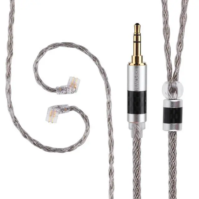 Alt view image 6 of 7 - Tripowin Zonie IEM Cable, 16 Core Silver Plated Earphone Upgraded Cords, 1.25m SPC in Ear Monitor Cable for ZS10 PRO 2 AS10 PRO ZSN PRO X Waner SIMGOT EM6L(Recessed 2pin, 3.5mm)(Grey)