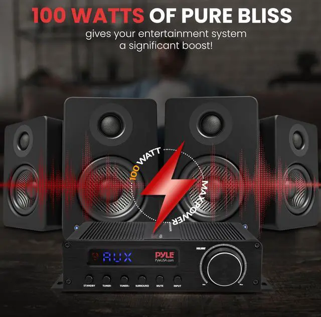 Alt view image 2 of 7 - 100W 5 Channel Audio Amplifier - Wireless Bluetooth Home Theater Power Stereo Receiver with Surround Sound w/HDMI, AUX, FM Antenna, Subwoofer Speaker Input, 12V Adapter - PFA540BT.6