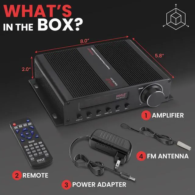 Alt view image 6 of 7 - 100W 5 Channel Audio Amplifier - Wireless Bluetooth Home Theater Power Stereo Receiver with Surround Sound w/HDMI, AUX, FM Antenna, Subwoofer Speaker Input, 12V Adapter - PFA540BT.6
