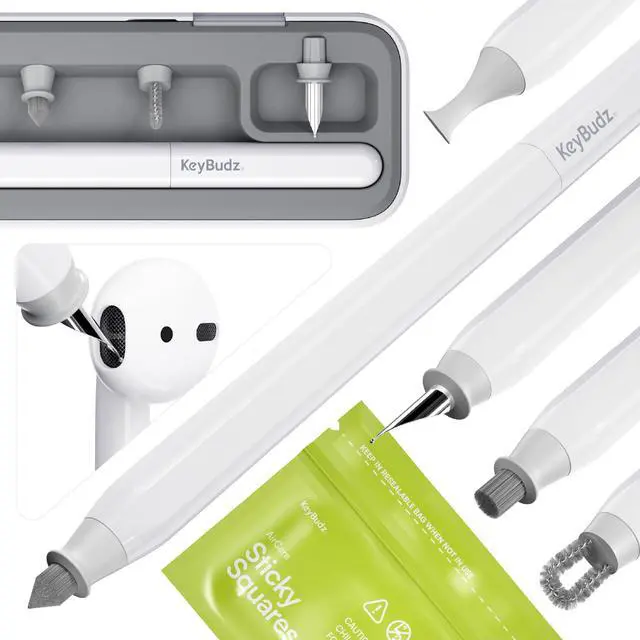 Main image of Air Care 2.0 AirPods Cleaning Kit - Patented Multi-Tool Cleaner with Interchangeable Brush Tips for AirPods, iPhone and Apple Devices with Sticky Squares Putty, Hard Case and Travel Pouch