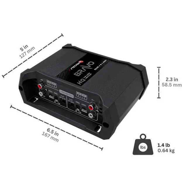 Alt view image 6 of 7 - Bravo HQ 400.4 - Multichannel Car Audio Digital Amp, 2 Ohms Stable - 400 Watts RMS 4 Independent Channels, Variable Crossover, Full Range, Car Stereo ds Bridge Speakers 400x4 RCA & High Input