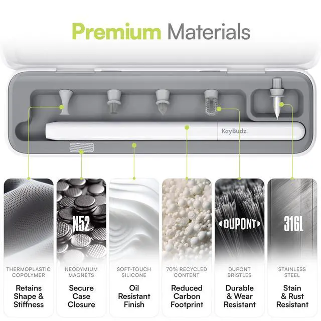 Alt view image 2 of 7 - Air Care 2.0 AirPods Cleaning Kit - Patented Multi-Tool Cleaner with Interchangeable Brush Tips for AirPods, iPhone and Apple Devices with Sticky Squares Putty, Hard Case and Travel Pouch