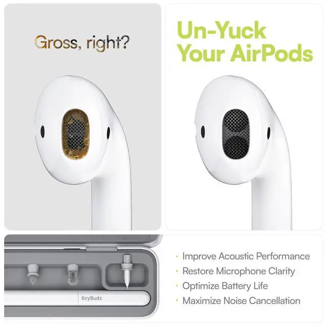 Alt view image 4 of 7 - Air Care 2.0 AirPods Cleaning Kit - Patented Multi-Tool Cleaner with Interchangeable Brush Tips for AirPods, iPhone and Apple Devices with Sticky Squares Putty, Hard Case and Travel Pouch