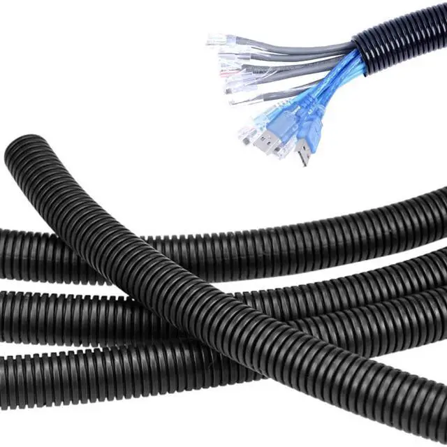 Main image of 10 FT 1inch Split Wire Loom Tubing Wire Conduit,Flexible Wire Covers Cord Protectors,Cord Protectors from Pets,Black (1"-10ft)