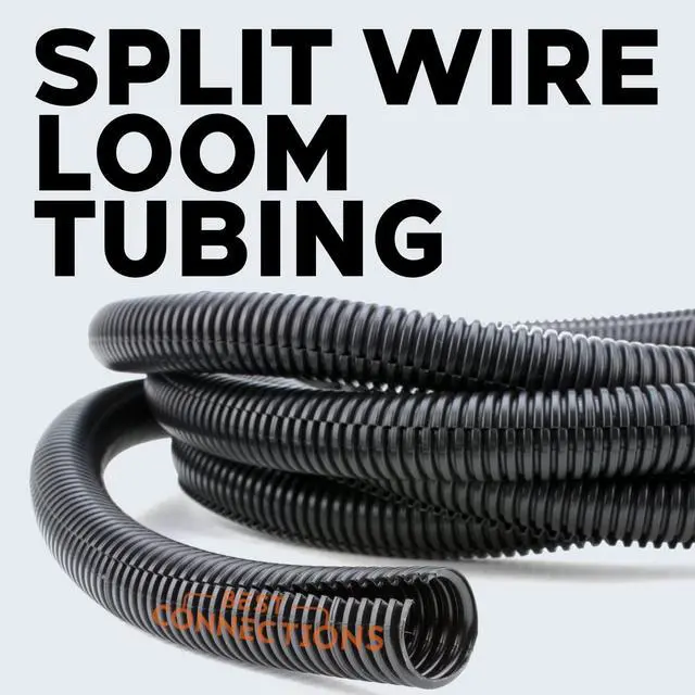 Alt view image 3 of 7 - 3-Pack 1/4", 1/2", 3/4" x 20 ft Each Assorted Split Wire Loom Convoluted Tubing with Installation Tool Protective Split Cable Sleeves/Conduit for Automotive Home Electrical Black