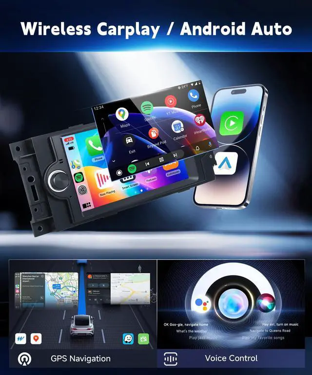 Alt view image 4 of 7 - Car Radio for Dodge Ram 1500 06-08,Chrysler 300C 05-07,Chrysler PT Cruiser | Jeep Grand Cherokee Android 6.2" Touchscreen Car Stereo support GPS 5G WiFi SWC Wireless Carplay Android Auto