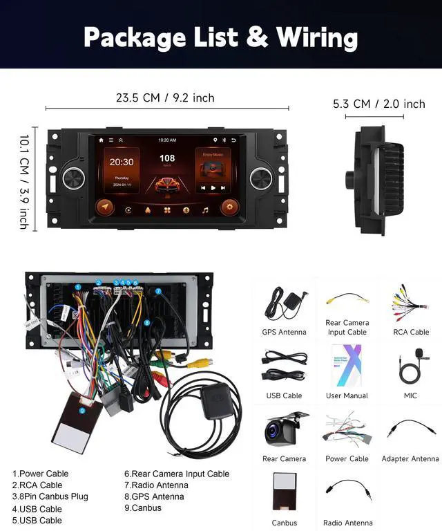 Alt view image 7 of 7 - Car Radio for Dodge Ram 1500 06-08,Chrysler 300C 05-07,Chrysler PT Cruiser | Jeep Grand Cherokee Android 6.2" Touchscreen Car Stereo support GPS 5G WiFi SWC Wireless Carplay Android Auto