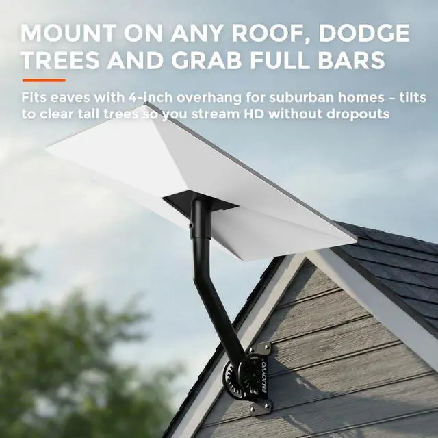 Alt view image 3 of 7 - Adjustable Starlink Mount for Standard 4, 4X, Gen 3 and V3 Dish | Mount on roofs, walls, eaves, cabins or garages; 0-180 degree tilt helps position the dish for better signal reception