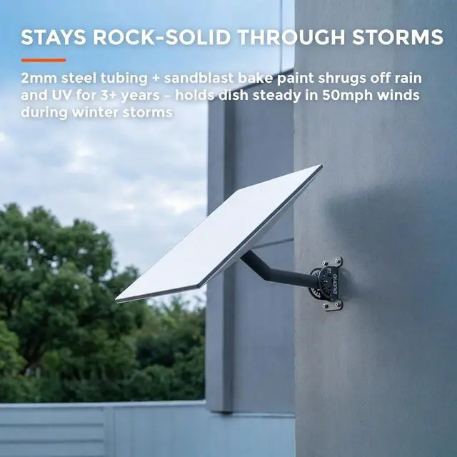 Alt view image 4 of 7 - Adjustable Starlink Mount for Standard 4, 4X, Gen 3 and V3 Dish | Mount on roofs, walls, eaves, cabins or garages; 0-180 degree tilt helps position the dish for better signal reception