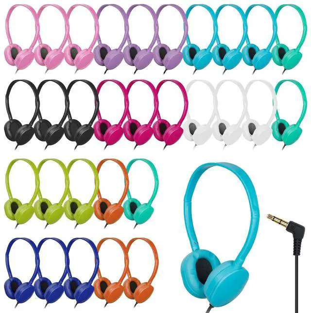 Main image of 30 Pack Bulk Headphones Multi Color for Classroom School,Wholesale Durable Earphones Class Set for Students Teens Children and Adult | For Classroom School
