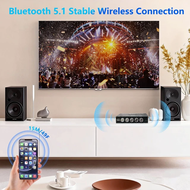 Alt view image 7 of 7 - Bluetooth 5.1 Amplifier Board, 160W×2+220W 2.1 Channel Subwoofer Amp | Treble Bass Control,BT USB and AUX Inputs,Mini HiFi Stereo,Home DIY Speakers & Car Audio Upgrade