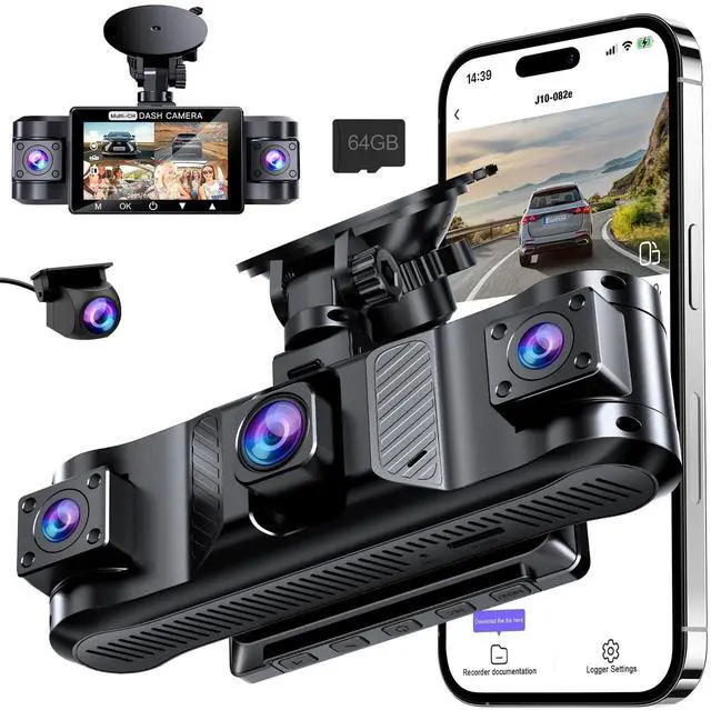Main image of 4 Channel 360° Dash Cam Front and Rear Inside with 5GHz WiFi 64GB Card | Front 2.5K Left Right Dash Camera for Cars, 24H Parking Mode, G-Sensor, Loop Recording, WDR Night Vision, APP Control