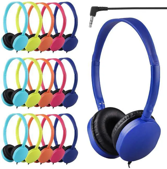 Main image of Bulk Headphones 25 Pack for Kids Classroom School Chromebook Students, Adjustable On Ear Headphones for Children Teen Toddler Boys Girls(PU102, 25 Mixed)