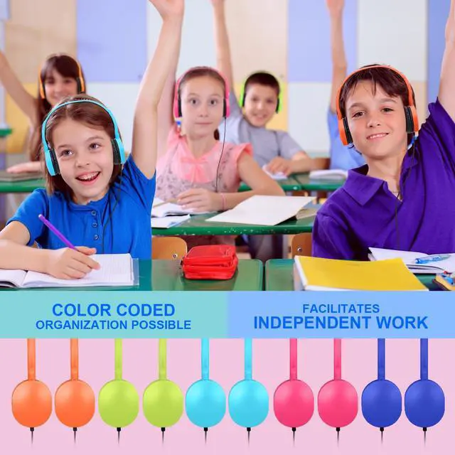 Alt view image 4 of 7 - Bulk Headphones 25 Pack for Kids Classroom School Chromebook Students, Adjustable On Ear Headphones for Children Teen Toddler Boys Girls(PU102, 25 Mixed)