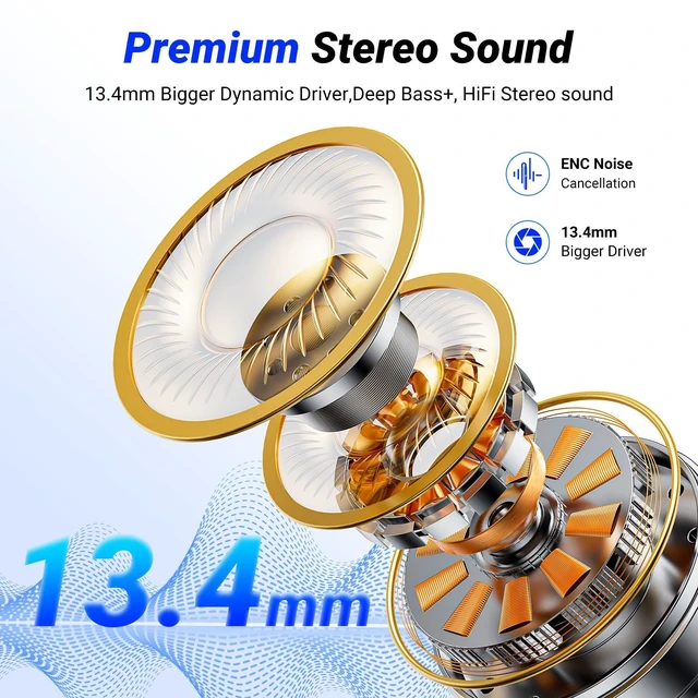 Alt view image 2 of 7 - Wireless Earbuds, Bluetooth 5.4 ear buds with 4 ENC Noise Cancelling Mics, Bluetooth Earbuds with 48H Playtime, IPX7 Waterproof Workout earbuds, Rose headphones HiFi Sound LED Display for iOS Android