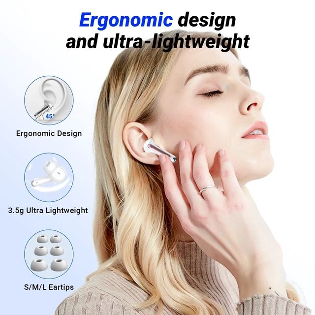 Alt view image 6 of 7 - Wireless Earbuds, Bluetooth 5.4 ear buds with 4 ENC Noise Cancelling Mics, Bluetooth Earbuds with 48H Playtime, IPX7 Waterproof Workout earbuds, Rose headphones HiFi Sound LED Display for iOS Android
