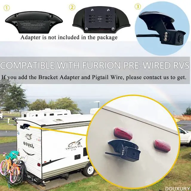 Alt view image 6 of 7 - Wireless Backup Camera for RV Truck Trailer Camper Bus 5th Wheel 3 Rear/Side View Cameras 1080P 4-Split 7" Screen with Adapter for Furrion Pre-Wired Night Vision IP69 Waterproof 170° Wide View Angle