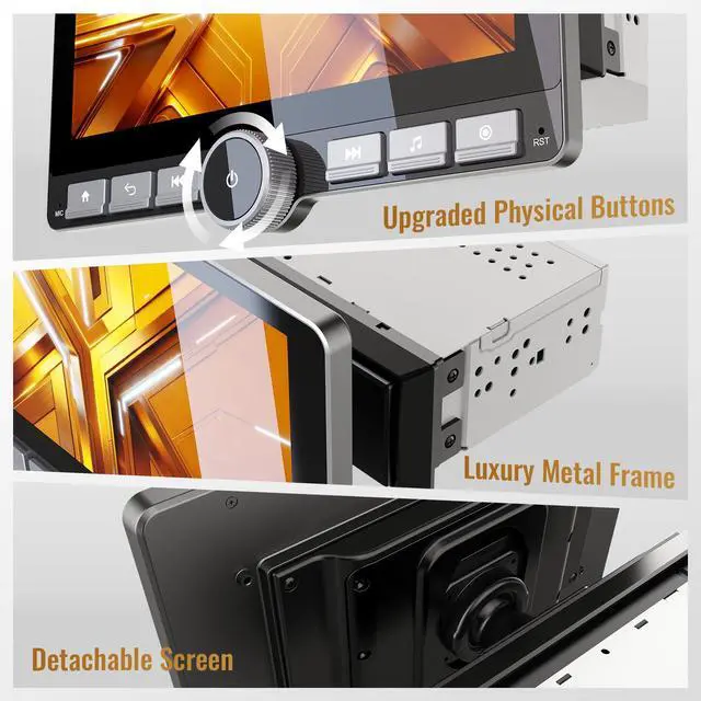 Alt view image 3 of 4 - Android Car Stereo 10.1" Single Din with 360° Rotatable Touch Screen - Android 13, Wireless CarPlay & Android Auto, 2G+64G, Built-in GPS/Wi-Fi/Bluetooth, Includes Backup Camera