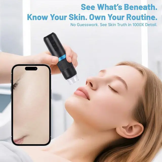 Alt view image 2 of 7 - Digital Microscope for Skin Analysis, 1000X 1080P HD Wireless USB Skin Camera with Stand, Portable Scalp & Hair Follicle Magnifier, Personal Beauty Tool Compatible with Phone/PC for Home & Salon