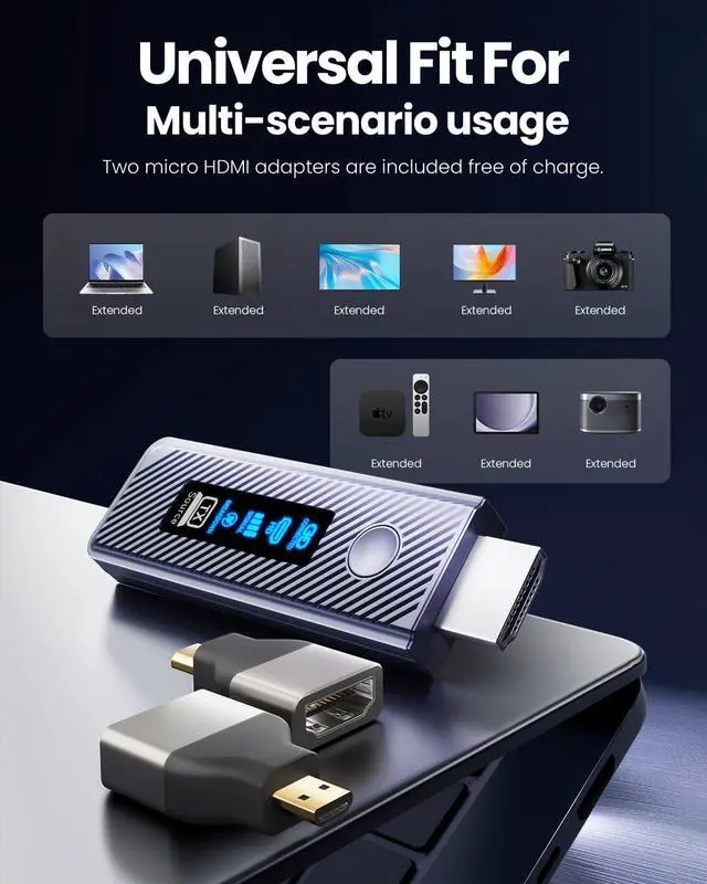 Alt view image 6 of 7 - Wireless HDMI Transmitter and Receiver 328FT/100M,4K Decode Plug & Play Portable 5G+2.4G Wireless HDMI Remote Control Extenders for Video/PC/Projector/TV Box