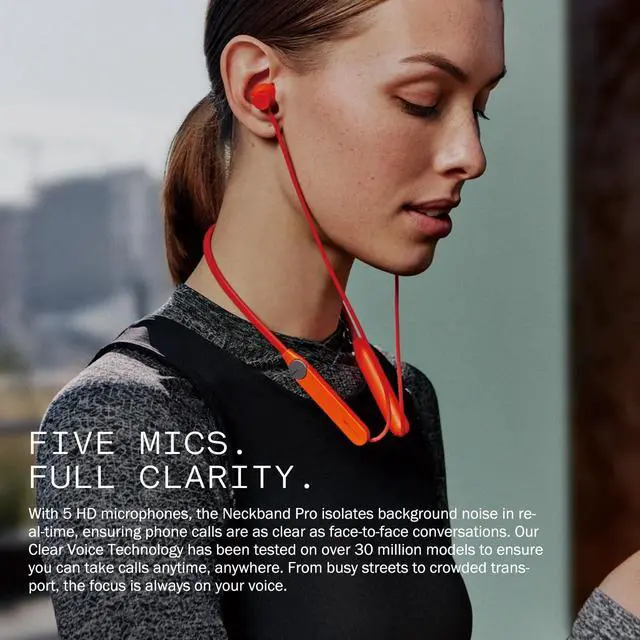 Alt view image 4 of 7 - CMF Neckband Pro Bluetooth Headphones,50dB Hybrid Active Noise Cancelling Earbuds with 5 HD Mics,IP55 BT5.3 37Hours Long Play time Dual Device Connection Neckband Headphones-Light Grey